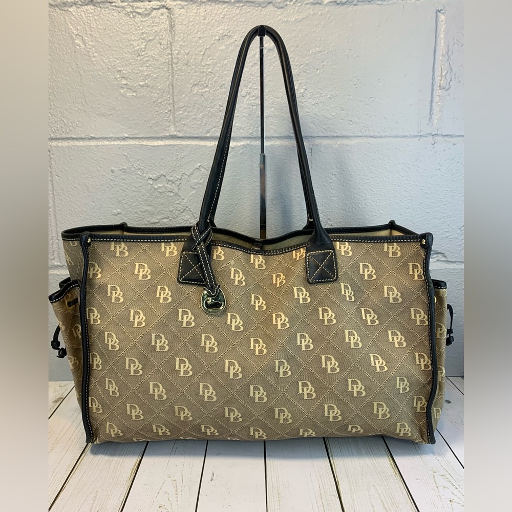 Dooney & Bourke Classic Signature Logo Large Canvas & Leather Tote